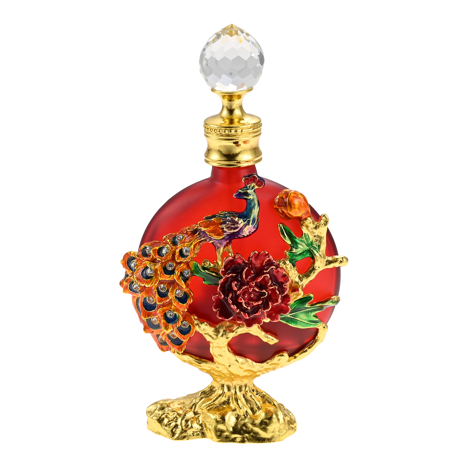 Perfume Fragrance Lotion - Empty Perfume Bottle Enamel Peacock Flower
