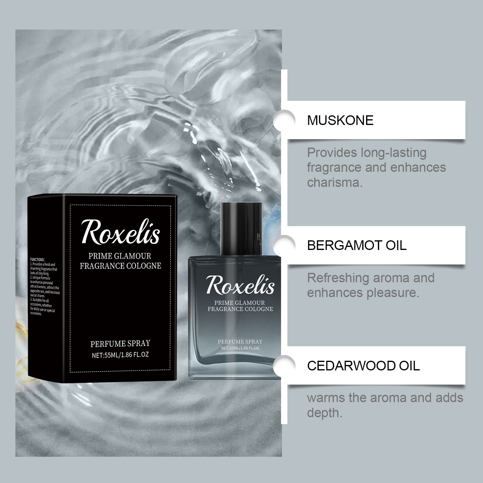 ROXELIS 55ml Men's Cologne Lig – обзор и цена Perfume Fragrance Blue